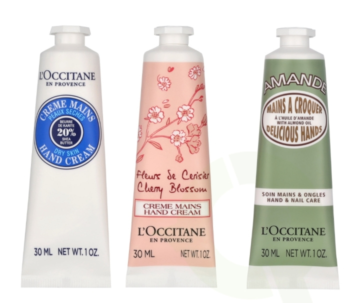 L\'Occitane Hand Cream Trio Set 90 ml 3x30ml - Shea/Cherry Blossom/Almond i gruppen SKÖNHET & HÄLSA / Manikyr/Pedikyr / Handkräm hos TP E-commerce Nordic AB (C91977)