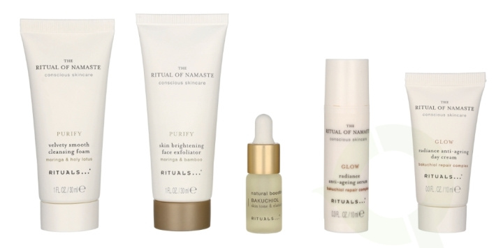 Rituals Namaste Set 84 ml Cleansing Foam 30ml/Exfoliator 30ml/Booster 4ml/Serum 10ml/Day Cream 10ml i gruppen SKÖNHET & HÄLSA / Presentkit / Presentkit För Henne hos TP E-commerce Nordic AB (C92003)