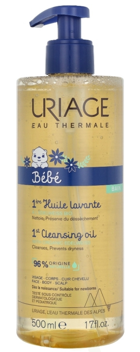 Uriage Bebe 1st Cleansing Oil 500 ml Cleansess, Prevents Dryness i gruppen SKÖNHET & HÄLSA / Hudvård / Kroppsvård / Bad & Duschcreme hos TP E-commerce Nordic AB (C92176)