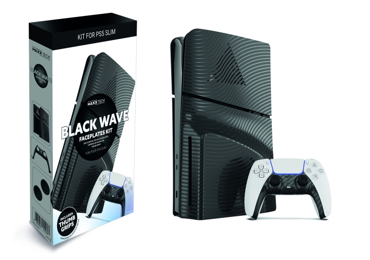 Maxx Tech PS5 Slim Faceplates + Controller Faceplates - Black Wave i gruppen HEMELEKTRONIK / Spelkonsoler & Tillbehör / Sony PlayStation 5 hos TP E-commerce Nordic AB (C93178)