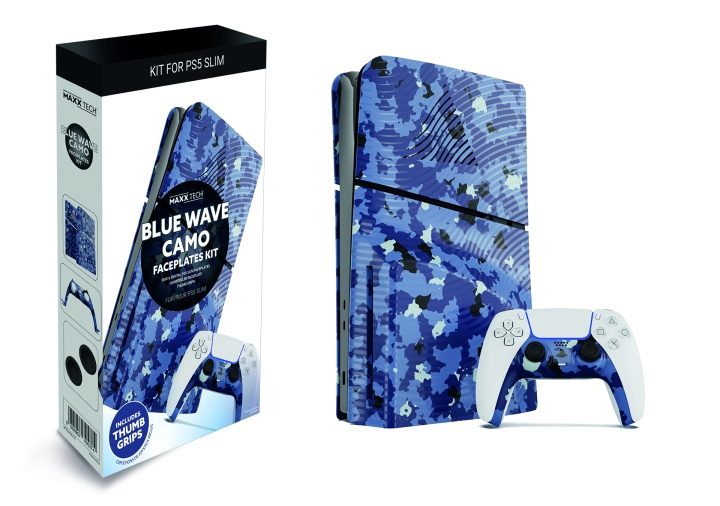 Maxx Tech PS5 Slim Faceplates + Controller Faceplates - Blue Wave Camo i gruppen HEMELEKTRONIK / Spelkonsoler & Tillbehör / Sony PlayStation 5 hos TP E-commerce Nordic AB (C93179)