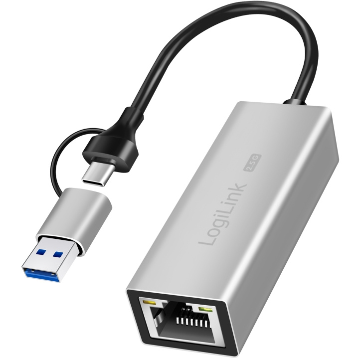 LogiLink USB-A/USB-C -> 2,5 Gigabit Nätverksadapter RJ45 i gruppen DATORER & KRINGUTRUSTNING / Nätverk / Nätverkskort / USB hos TP E-commerce Nordic AB (C93483)