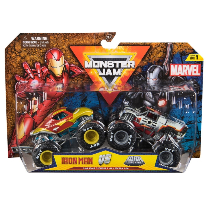 Monster Jam 1:64 Marvel 2-pack - Iron Man vs War Machine i gruppen LEKSAKER, BARN- & BABYPRODUKTER / Leksaker / Leksaksbilar & andra fordon hos TP E-commerce Nordic AB (C94642)