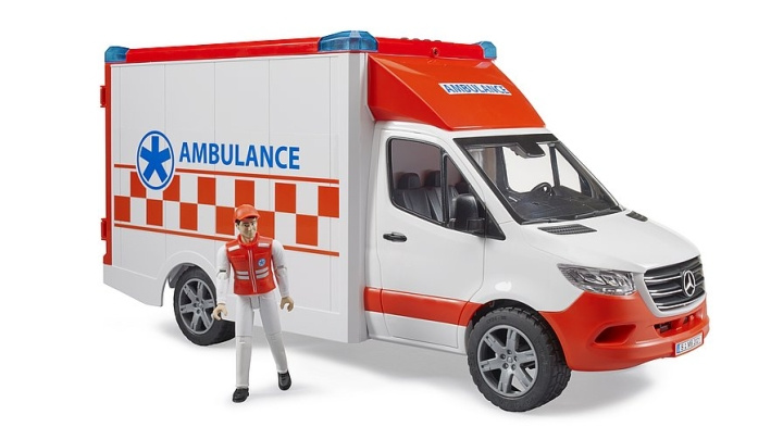 Bruder MB Sprinter ambulans med förare (02676) i gruppen LEKSAKER, BARN- & BABYPRODUKTER / Leksaker / Leksaksbilar & andra fordon hos TP E-commerce Nordic AB (C94653)