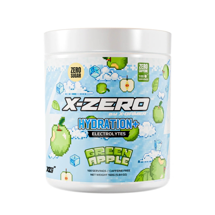 X-GAMER Energidryckspulver X-Zero Hydration+ 160 gram Green Apple i gruppen DATORER & KRINGUTRUSTNING / Gaming / Energidryck för Gamers hos TP E-commerce Nordic AB (C94719)