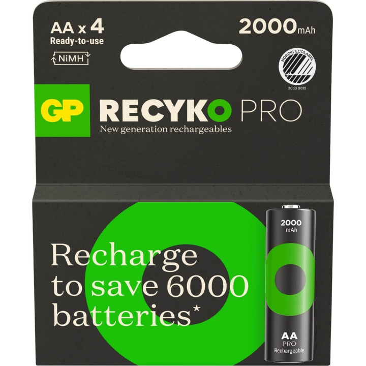 GP Batteri Recyko Pro NiMH AA HR6 2000mAh 4-Pack i gruppen HEMELEKTRONIK / Batterier & Laddare / Batterier / AA hos TP E-commerce Nordic AB (C94757)