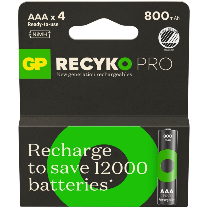 GP Batteri Recyko Pro NiMH AAA HR03 800mAh 4-Pack i gruppen HEMELEKTRONIK / Batterier & Laddare / Batterier / AAA hos TP E-commerce Nordic AB (C94758)