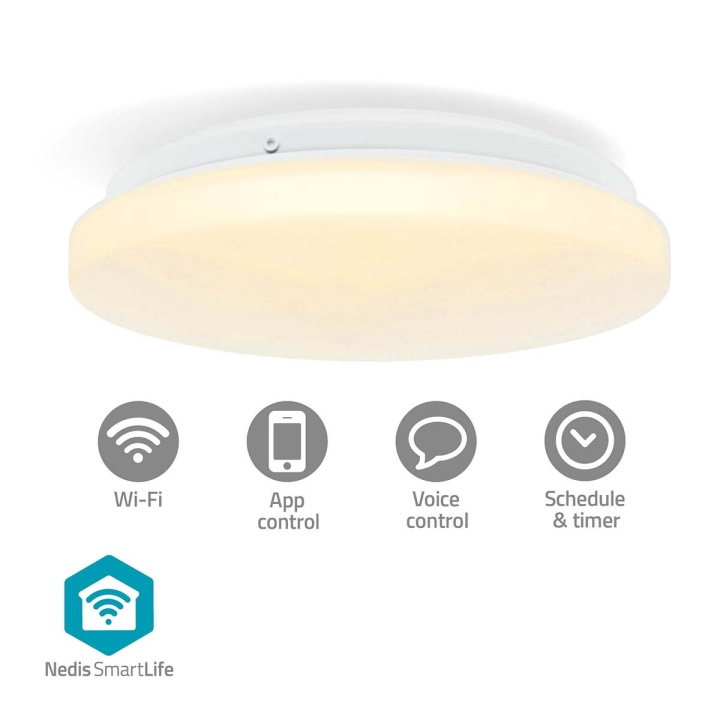 Nedis SmartLife Taklampa | Wi-Fi | RGB / Varm till cool vit | Rund | Diameter: 260 mm | 1820 lm | 2700 - 6500 K | IP44 | Energiklass: F | Android™ / IOS i gruppen HEMELEKTRONIK / Belysning / Taklampor hos TP E-commerce Nordic AB (C94861)