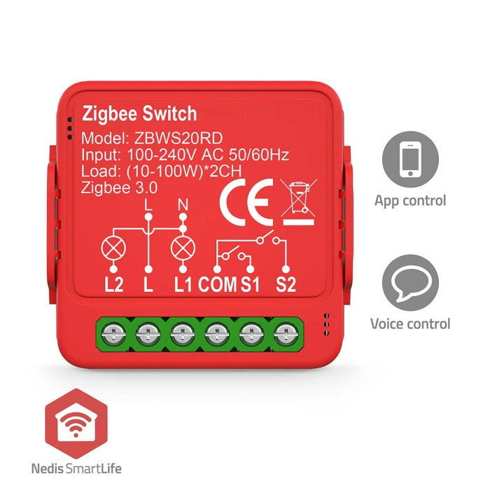 Nedis SmartLife Strömbrytare | Zigbee 3.0 | 2x100 W | Terminalanslutning | App tillgänglig för: Android™ / IOS i gruppen HEM, HUSHÅLL & TRÄDGÅRD / El & Belysning / Elinstallation / Övriga el-tillbehör hos TP E-commerce Nordic AB (C94864)