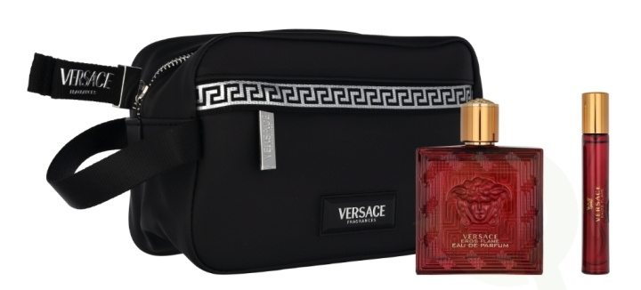 Versace Eros Flame Giftset 110 ml Edp spray 100ml/Travel Spray 10/Bag i gruppen SKÖNHET & HÄLSA / Presentkit / Presentkit För Honom hos TP E-commerce Nordic AB (C95012)