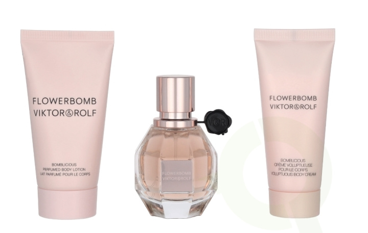 Viktor & Rolf Flowerbomb Giftset 120 ml Edp Spray 30ml/Body Lotion 50ml/ Body Cream 40ml i gruppen SKÖNHET & HÄLSA / Presentkit / Presentkit För Henne hos TP E-commerce Nordic AB (C95016)