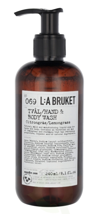 La Bruket L:A Bruket Body Wash 240 ml No.069 Lemongrass i gruppen SKÖNHET & HÄLSA / Hudvård / Kroppsvård / Bad & Duschcreme hos TP E-commerce Nordic AB (C95549)