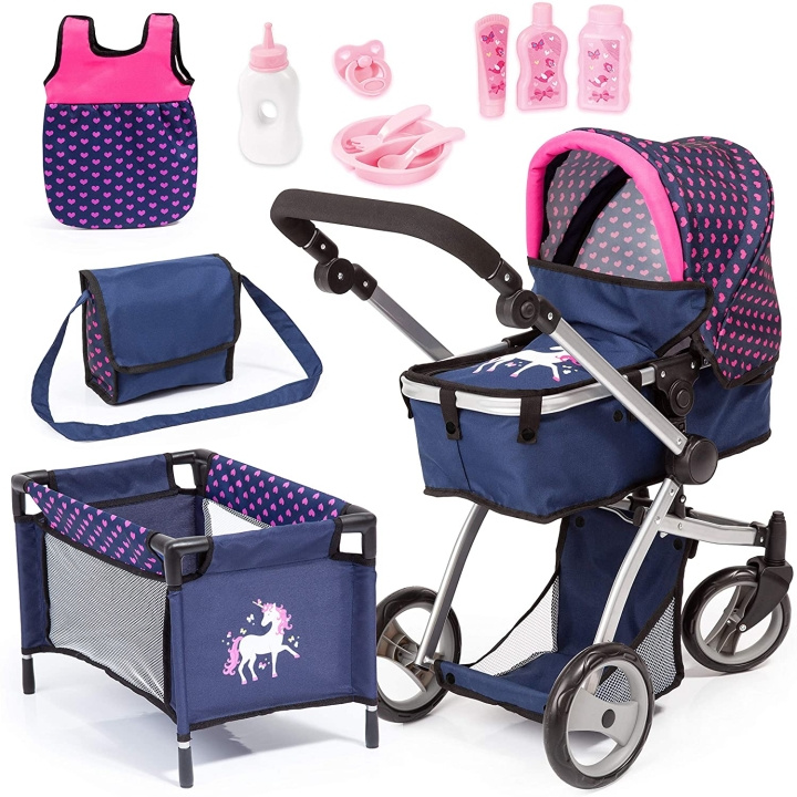 Bayer Dolls Pram Mega Set - Marinblå (18354AC) i gruppen LEKSAKER, BARN- & BABYPRODUKTER / Leksaker / Dockor & Tillbehör hos TP E-commerce Nordic AB (C97001)