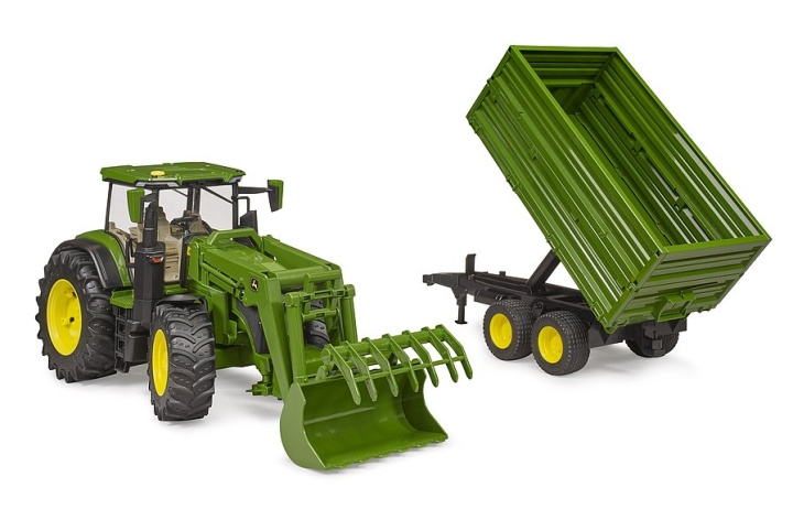 Bruder John Deere 7R 350 med frontlastare och tippbar släpvagn (03155) i gruppen LEKSAKER, BARN- & BABYPRODUKTER / Leksaker / Leksaksbilar & andra fordon hos TP E-commerce Nordic AB (C97189)