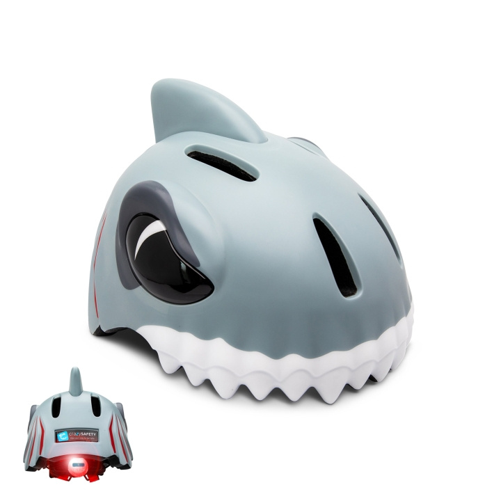 Crazy Safety Grey Shark cykelhjälm för barn 6-12 år (100501-01-M) i gruppen SPORT, FRITID & HOBBY / Sportutrustning / Cykeltillbehör / Hjälmar hos TP E-commerce Nordic AB (C98006)