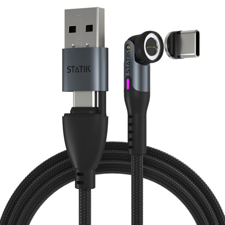 STATIK Kabel 360 Pro Magnetisk Spets USB-C/Lightning/MicroUSB Svart 1m i gruppen DATORER & KRINGUTRUSTNING / Datorkablar / USB-kablar / USB-C hos TP E-commerce Nordic AB (C99565)