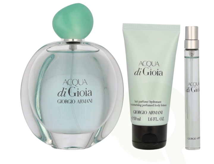 Armani Acqua Di Gioia Giftset 160 ml Edp Spray 100ml/Edp Spray 10ml/Body Lotion 50ml i gruppen SKÖNHET & HÄLSA / Presentkit / Presentkit För Henne hos TP E-commerce Nordic AB (C99684)