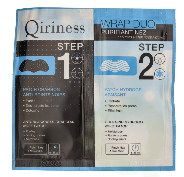 Qiriness Wrap Duo Purifying 2-Step Nose Patches 30 g 2 Patches i gruppen SKÖNHET & HÄLSA / Hudvård / Ansiktsvård / Rengöring hos TP E-commerce Nordic AB (C99785)