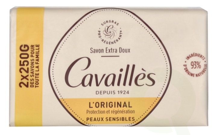 Roge Cavailles L\'Original Extra Mild Surgras Soap Bar Duo 500 g 2x250gr i gruppen SKÖNHET & HÄLSA / Hudvård / Kroppsvård / Handtvål hos TP E-commerce Nordic AB (C99791)