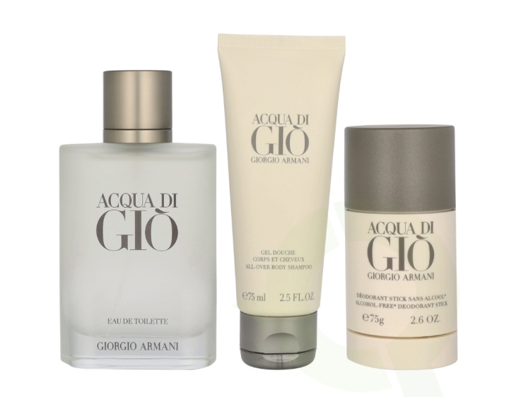 Armani Acqua Di Gio Pour Homme Giftset 250 ml Edt Spray 100ml/Body Shampoo 75ml/Deo Stick 75gr i gruppen SKÖNHET & HÄLSA / Presentkit / Presentkit För Honom hos TP E-commerce Nordic AB (C99881)