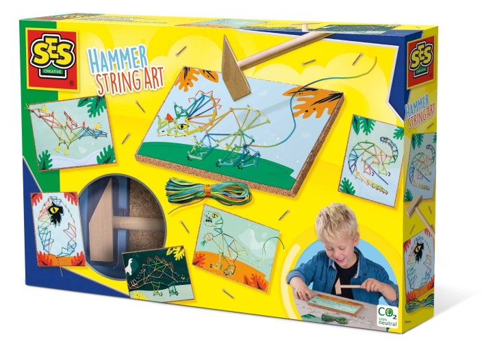 SES Creative Hammer string art dinos - (S14957) i gruppen LEKSAKER, BARN- & BABYPRODUKTER / Leksaker / Lekset hos TP E-commerce Nordic AB (D00837)