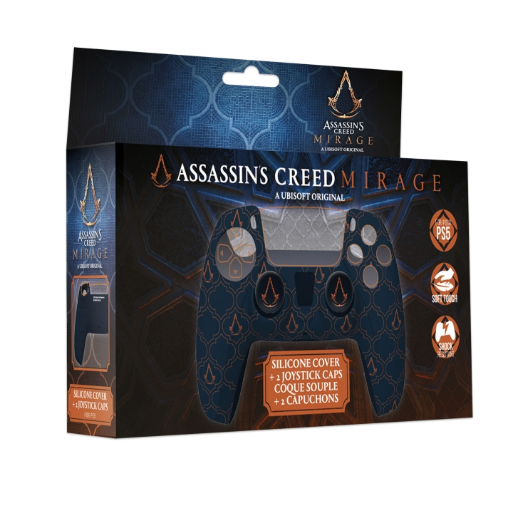 Trade Invaders Assassin\'s Creed Mirage - Silicone Grip + Thumbstick Caps för PS5 Controller - Blå logotyp i gruppen HEMELEKTRONIK / Spelkonsoler & Tillbehör / Sony PlayStation 5 / Tillbehör hos TP E-commerce Nordic AB (D00875)