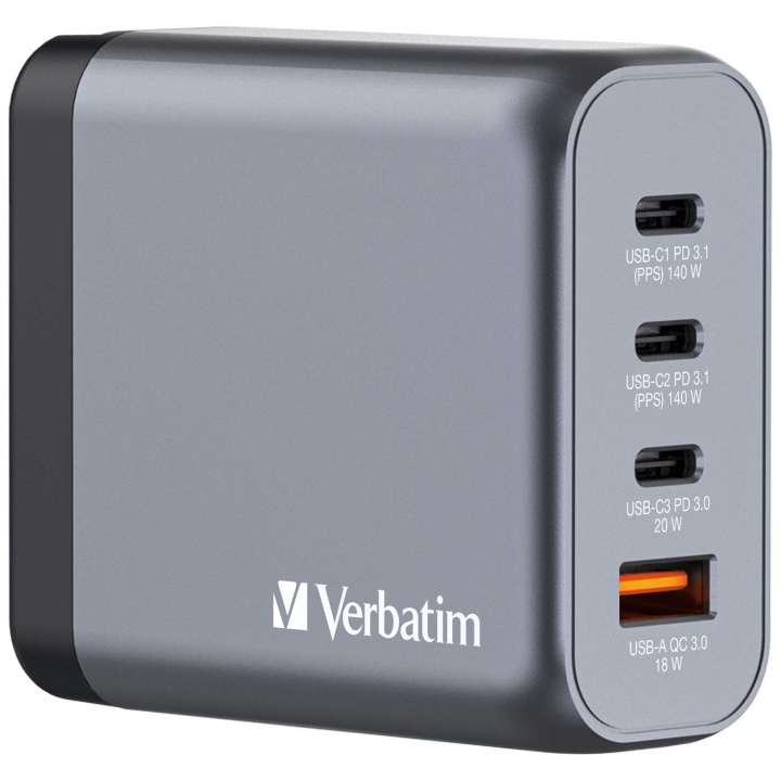 Verbatim GNC-140 GaN-laddare 4 portar 140 W USB-A/USB-C i gruppen SMARTPHONE & SURFPLATTOR / Laddare & Kablar / Väggladdare / Väggladdare Typ C hos TP E-commerce Nordic AB (D00981)