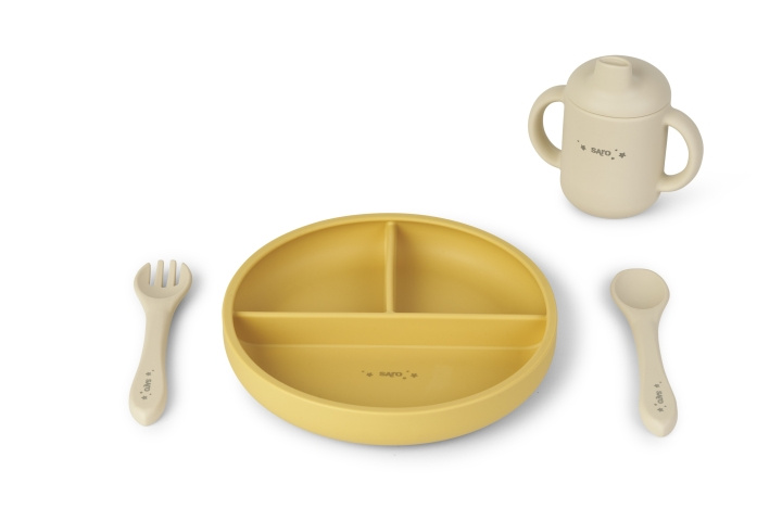 SARO Baby Food and Fun Silicone Feeding Set - Mustard (SAO17602) i gruppen LEKSAKER, BARN- & BABYPRODUKTER / Äta & Dricka / Barnserviser hos TP E-commerce Nordic AB (D01598)