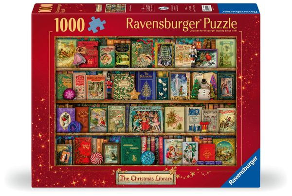 Ravensburger Puzzle The Christmas Library 1000p (12000324) i gruppen SPORT, FRITID & HOBBY / Hobby / Pussel hos TP E-commerce Nordic AB (D01728)