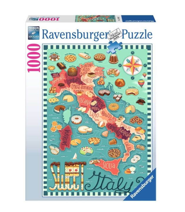 Ravensburger Pussel Karta över Italien - Söt 1000p (12001237) i gruppen SPORT, FRITID & HOBBY / Hobby / Pussel hos TP E-commerce Nordic AB (D01730)