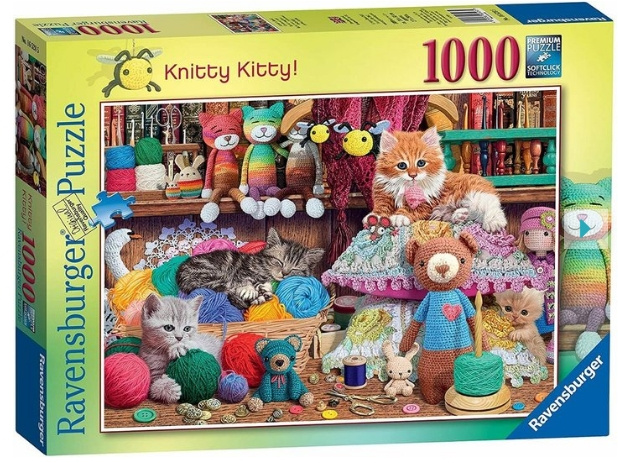 Ravensburger Pussel - Knitty Kitty, 1000 bitar (12000102) i gruppen SPORT, FRITID & HOBBY / Hobby / Pussel hos TP E-commerce Nordic AB (D01742)