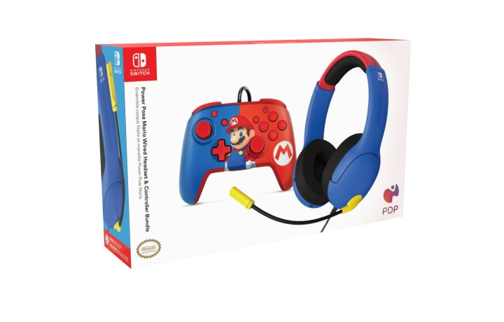 PDP Gaming Mario-paket - Airlite-headset och Mario Power Pose-kontroller i gruppen HEMELEKTRONIK / Spelkonsoler & Tillbehör / Nintendo Switch / Tillbehör hos TP E-commerce Nordic AB (D01923)