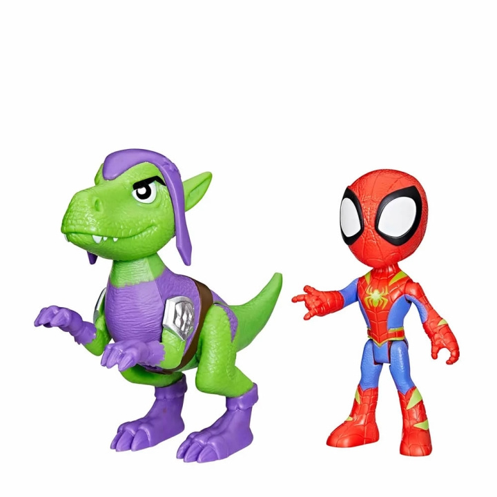 Spidey and His Amazing Friends Hero Dino Webs - Spidey & Goblin Raptor Action i gruppen LEKSAKER, BARN- & BABYPRODUKTER / Leksaker / Figurer, Miniatyrer & tillbehör hos TP E-commerce Nordic AB (D02296)