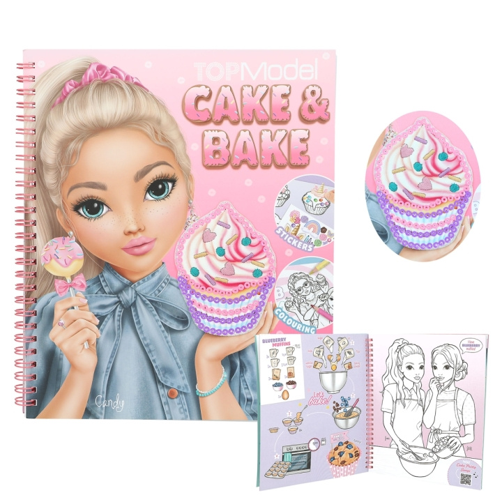 TOPModel Cake & Bake Colouring Book With Sequins ( 0413386 ) i gruppen LEKSAKER, BARN- & BABYPRODUKTER / Leksaker / Pyssel hos TP E-commerce Nordic AB (D02508)