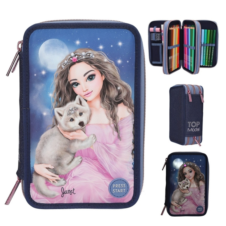 TOPModel Triple Pencil Case LED WOLF ( 0413150 ) i gruppen LEKSAKER, BARN- & BABYPRODUKTER / Leksaker / Rita & Räkna hos TP E-commerce Nordic AB (D02536)