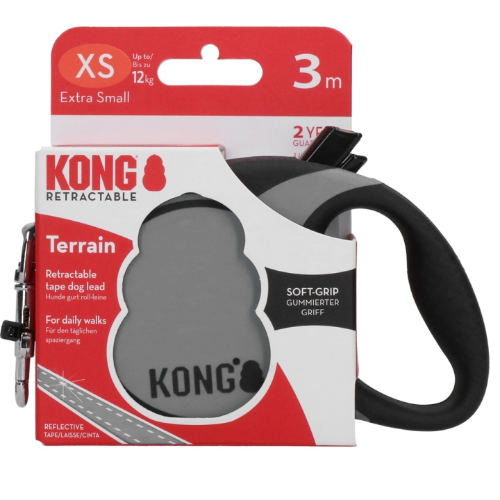 Kong Upprullningsbart koppel Terrain Grey XS (3m/12kg) - (KongTRNXSGY) i gruppen HEM, HUSHÅLL & TRÄDGÅRD / Djurtillbehör / Hund hos TP E-commerce Nordic AB (D03795)