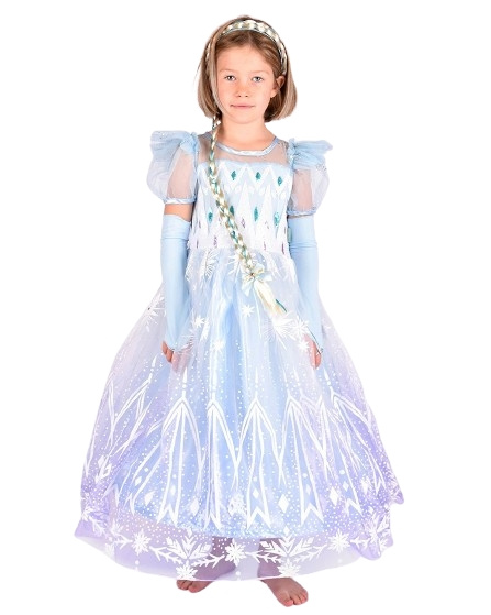 Den Goda Fen Prinsessklänning - Frozen Blue (134-140 cm) (F65035) i gruppen LEKSAKER, BARN- & BABYPRODUKTER / Leksaker / Maskeradkläder hos TP E-commerce Nordic AB (D04129)