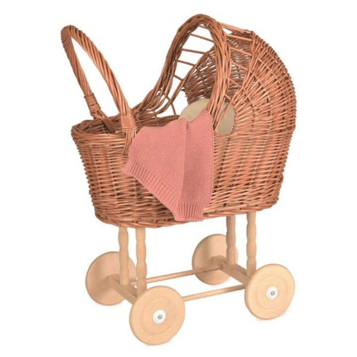 Egmont Toys Barnvagn i rotting med stickad filt - (700055) i gruppen LEKSAKER, BARN- & BABYPRODUKTER / Leksaker / Dockor & Tillbehör hos TP E-commerce Nordic AB (D04646)