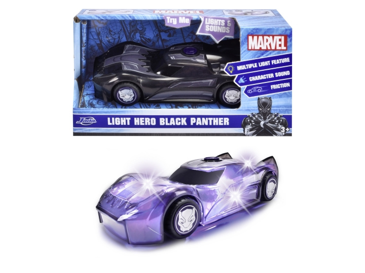 Dickie Toys Marvel Light Hero Black Panther 1:32 (203222004) i gruppen LEKSAKER, BARN- & BABYPRODUKTER / Leksaker / Leksaksbilar & andra fordon hos TP E-commerce Nordic AB (D04878)