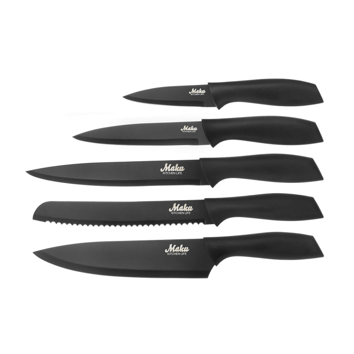 Maku Kitchen Knife Set 5 Pcs Black i gruppen HEM, HUSHÅLL & TRÄDGÅRD / Köksredskap / Köksknivar & Knivslipar hos TP E-commerce Nordic AB (D05391)