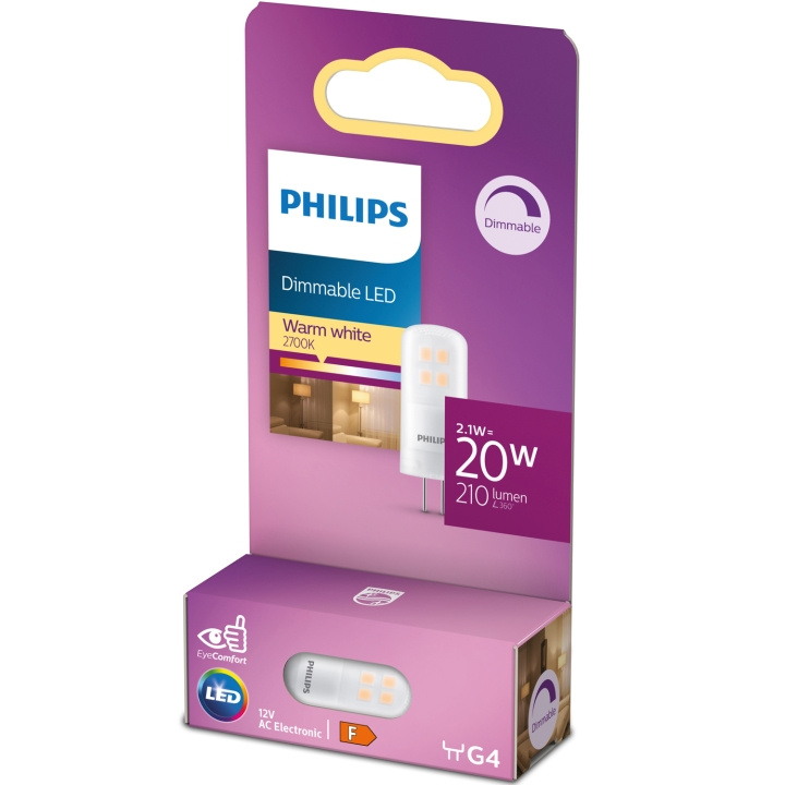 Philips LED G4 2,1W (20W) 12V 210lm Dimbar Varmvit i gruppen HEMELEKTRONIK / Belysning / LED-lampor hos TP E-commerce Nordic AB (D05494)