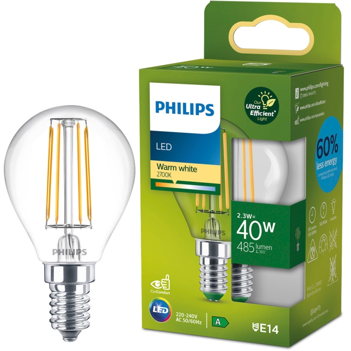 Philips LED E14 Klot P45 2,3W (40W) Klar 485lm 2700K Energiklass A i gruppen HEMELEKTRONIK / Belysning / LED-lampor hos TP E-commerce Nordic AB (D05500)