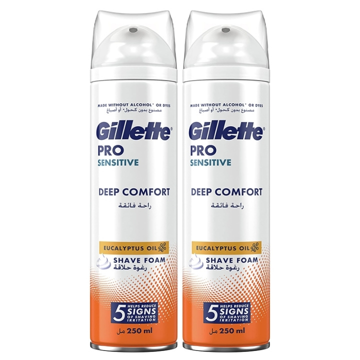 Gillette Pro Sensitive Deep Comfort Shave Foam 2x250ml i gruppen SKÖNHET & HÄLSA / Hår & Styling / Rakning & Trimning / Rakhyvlar & Tillbehör hos TP E-commerce Nordic AB (D05589)