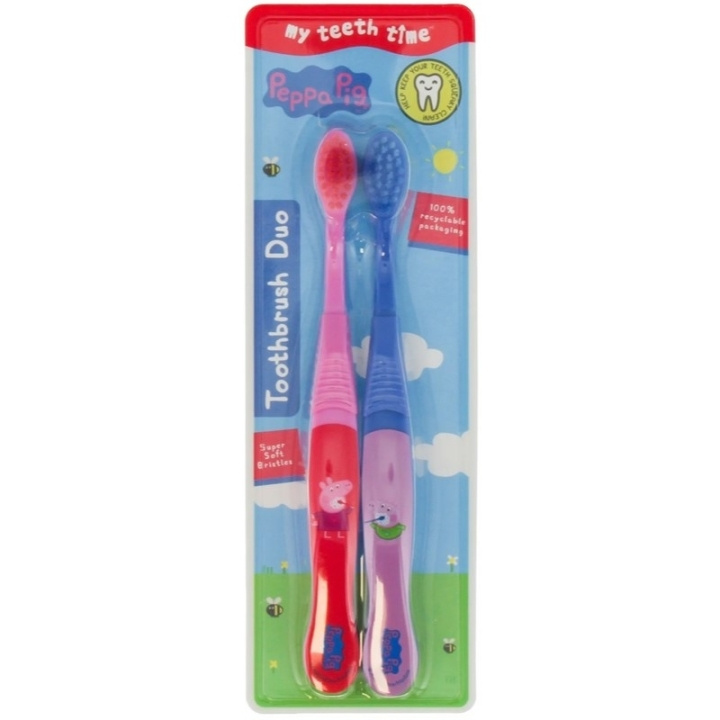 Peppa Pig Toothbrush Duo Super Soft i gruppen SKÖNHET & HÄLSA / Munvård / Borsthuvuden & Tillbehör hos TP E-commerce Nordic AB (D05597)