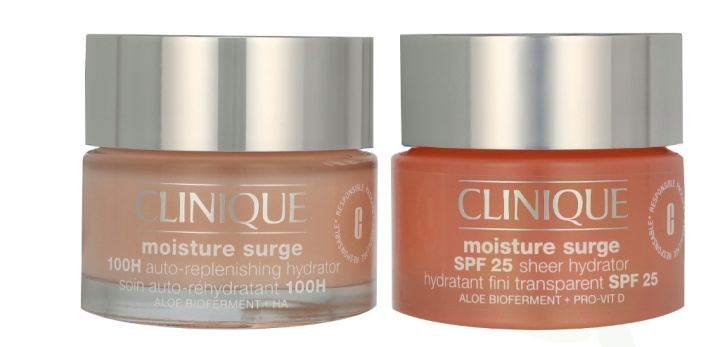 Clinique Moisture Surge Facial Care Set 100 ml Moisture Surge SPF25 Sheer Hydrator 50ml/Moisture Surge 100H Auto-replenishing Hydrator 50ml i gruppen SKÖNHET & HÄLSA / Hudvård / Ansiktsvård / Ansiktskräm hos TP E-commerce Nordic AB (D06002)