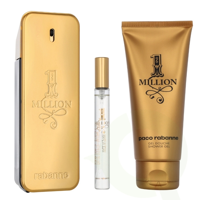 Paco Rabanne 1 Million Giftset 210 ml Edt Spray 100ml/Shower Gel 100ml/Travel Spray 10ml i gruppen SKÖNHET & HÄLSA / Doft & Parfym / Parfym / Parfym för honom hos TP E-commerce Nordic AB (D06183)