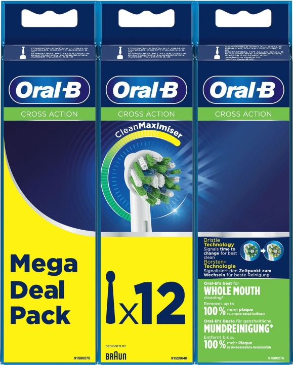 Oral B Cross Action 4+4+4ct i gruppen SKÖNHET & HÄLSA / Munvård / Borsthuvuden & Tillbehör hos TP E-commerce Nordic AB (D06342)