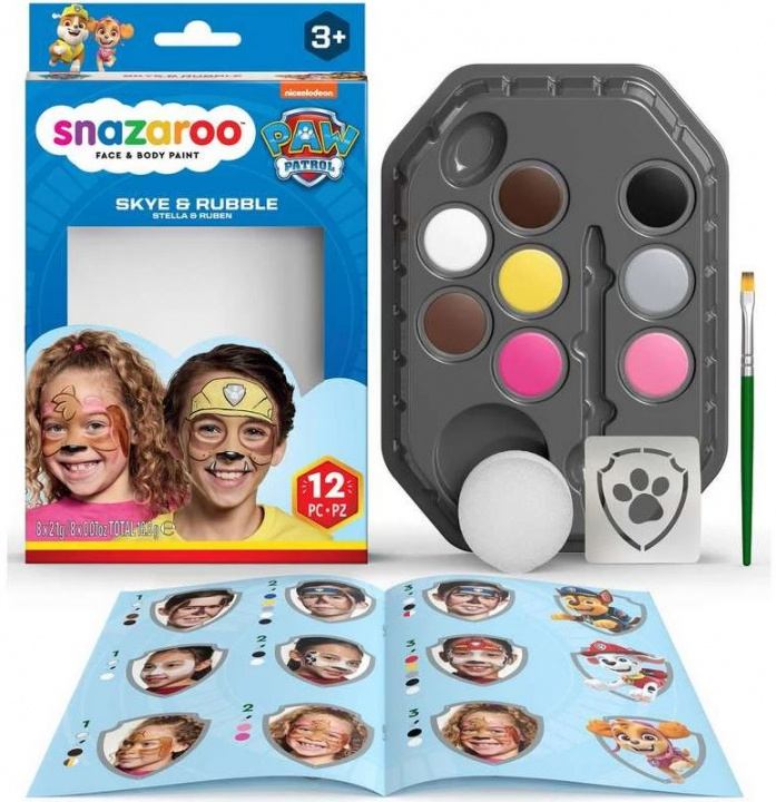 Snazaroo Paw Patrol - Sminkset med färger - Sky & Rubble (791108) i gruppen LEKSAKER, BARN- & BABYPRODUKTER / Leksaker / Maskeradkläder hos TP E-commerce Nordic AB (D06430)