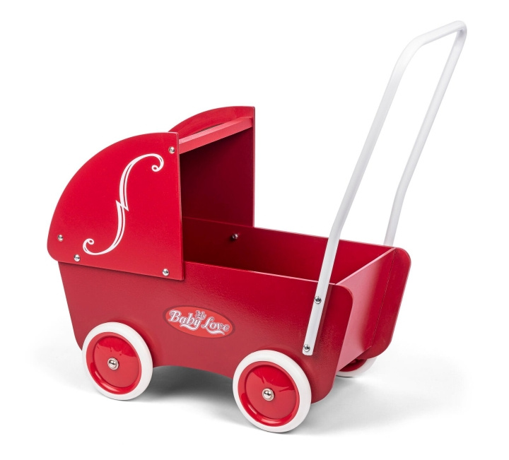 My Baby Röd dockvagn i trä (61302) i gruppen LEKSAKER, BARN- & BABYPRODUKTER / Leksaker / Dockor & Tillbehör hos TP E-commerce Nordic AB (D06514)