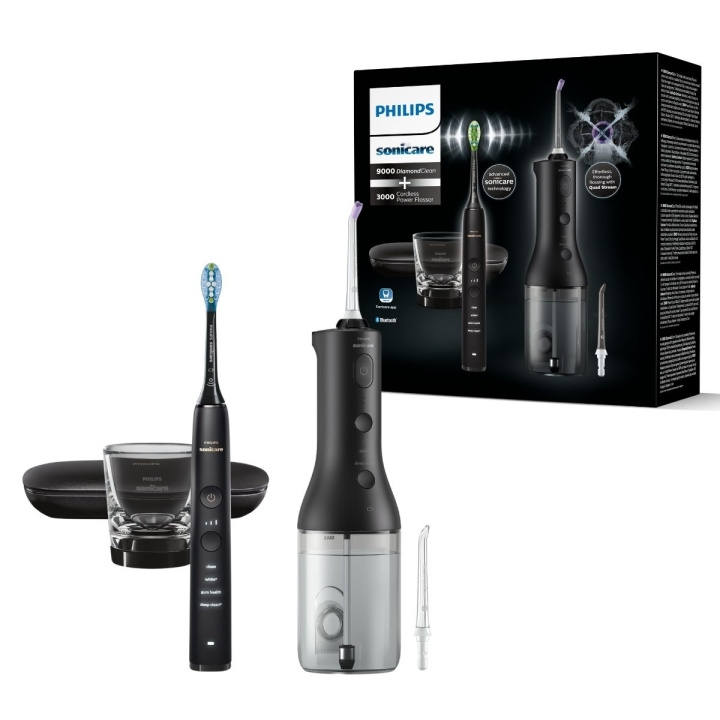 Philips Svart sladdlös Power Flosser DiamondClean 9000 (HX3886/43) i gruppen SKÖNHET & HÄLSA / Munvård / Eltandborstar hos TP E-commerce Nordic AB (D06616)